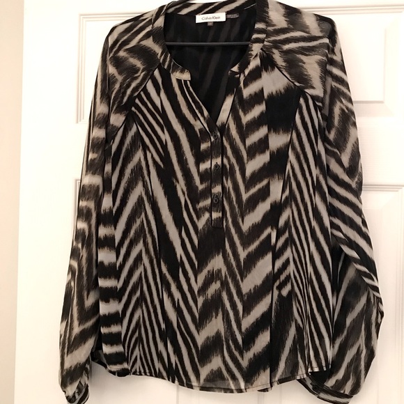 Calvin Klein Animal Print Blouse - Picture 1 of 6